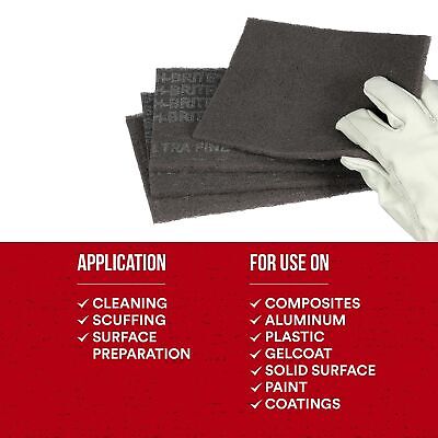 3M Scotch-Brite Ultra Fine Grade 7448 Hand Pad, Pack of 20, 6 in x 9 in Hand ...