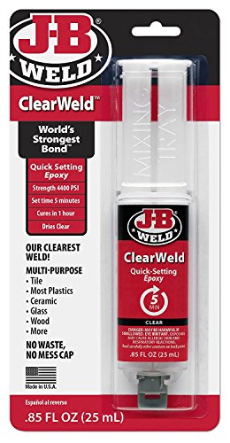 J-B Weld 50112 Clear 25 ml ClearWeld Quick-Setting Epoxy Syringe (Pack of 2)