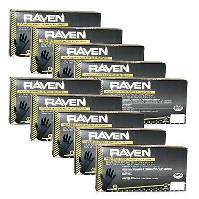 SAS Safety 66517 Raven Powder-Free Disposable Black Nitrile 6 Mil Gloves, Med...