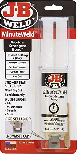 J-B Weld 50101 MinuteWeld Instant-Setting Epoxy Syringe - Dries Clear - 25ml (2)