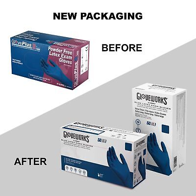 GLOVEWORKS HD Medical Blue Latex Gloves, Case of 500, 13 Mil, Size Medium, 12...