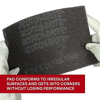 3M Scotch-Brite Ultra Fine Grade 7448 Hand Pad, Pack of 20, 6 in x 9 in Hand ...