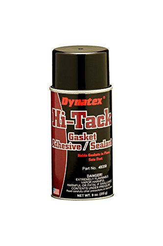 Dynatex 49358 High Tack Gasket Adhesive Spray, Pungent Solvent Scent, -65/450 Degree F, 9 oz Aerosol Can, Red