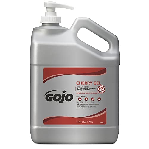 GOJO Cherry Gel Pumice Hand Cleaner, Cherry Fragrance, 1 Gallon Hand Cleaner with Pumice in Pump Bottle (Pack of 1)  2358-02