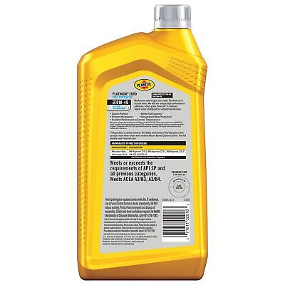 Pennzoil Platinum Euro Full Synthetic 0W-40 Motor Oil, 1 Quart