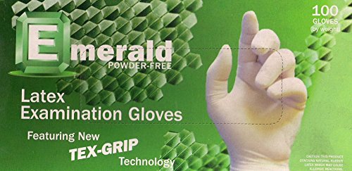 Emerald Latex Exam Powder-Free Gloves Tex-Grip, 5 Mil Large, Case (10 BX/CS)
