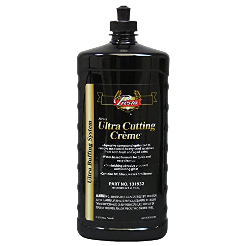 Presta Ultra Cutting Crème – Removes P1500 and Finer Sand Scratches/Effective on New & Aged Clear Coat Paint Surfaces/Produces Great Gloss on Gel Coat and Marine Coatings (1319)