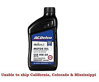 ACDelco 109236 0W-20 dexos1 Gen 2 Full Synthetic Motor Oil 1 Quart (6 pack)