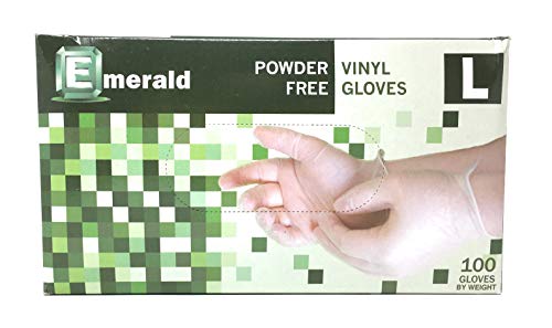 Emerald Shannon Powder-Free Vinyl Gloves  4 Mil - Box of 100 (Large)