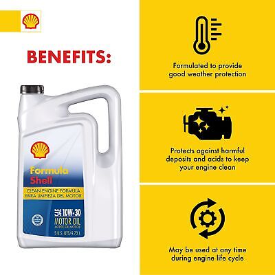 Formula Shell - 550045249 Conventional 10W-30 Motor Oil (5 Quart, Single Pack)