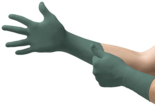 Microflex Dura Flock DFK-608 Thick 11mil Nitrile Gloves w/Flock Lining for Automotive, Aftermarket, Machinery - X-Large, Green (Box of 50)