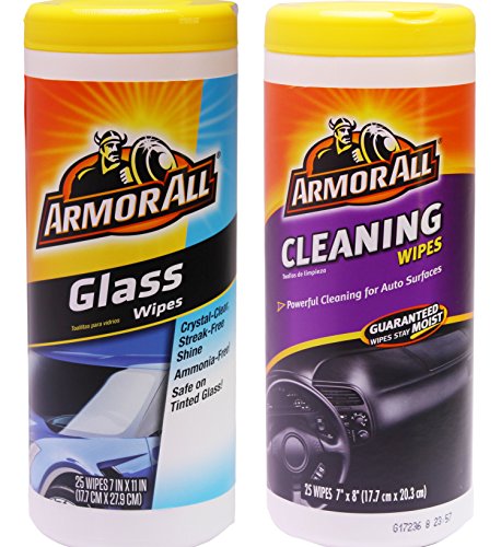 Armor All Multipurpose Cleaning Wipes Plus Glass Wipes, 25 Count (2 Count)