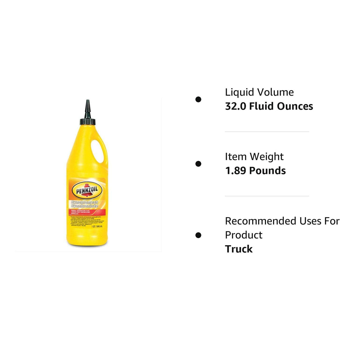 Pennzoil Transmission Fluid, 32oz, 350 deg. FP