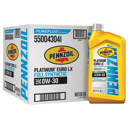 Pennzoil Platinum Euro LX Full Synthetic 0W-30 Motor Oil (1-Quart, Case of 6)